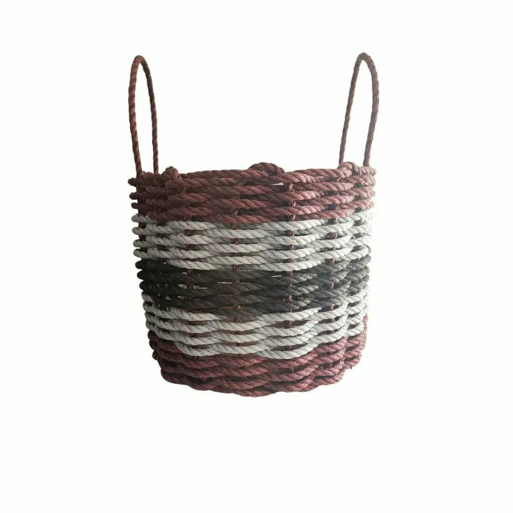 Five Stripe Rope Storage Basket Burgundy, Gray and Black | Plow & Hearth