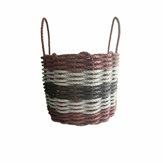Five Stripe Rope Storage Basket Burgundy, Gray and Black | Plow & Hearth