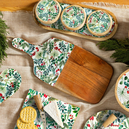VivaStyle Playful Poinsettia Cutting Board, Rectangular Wood Cutting B | Plow & Hearth