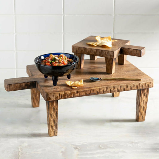 VivaStyle Serving Board, Wood Serving Board with Legs, Set of 2 | Plow & Hearth