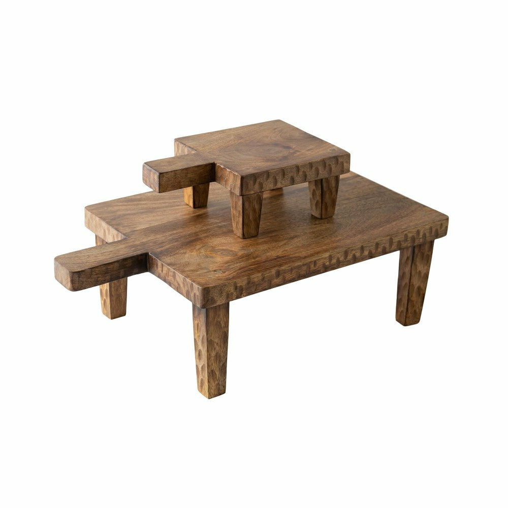 VivaStyle Serving Board, Wood Serving Board with Legs, Set of 2 | Plow & Hearth