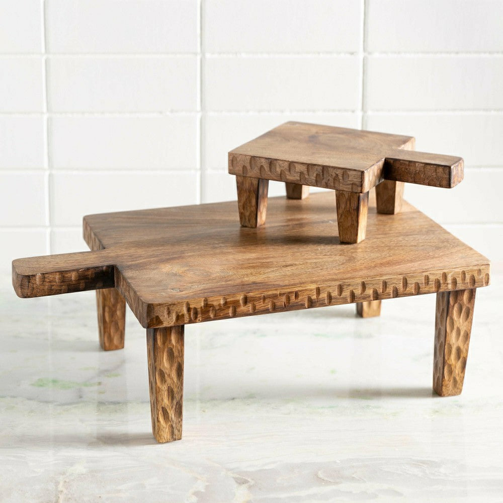 VivaStyle Serving Board, Wood Serving Board with Legs, Set of 2 | Plow & Hearth