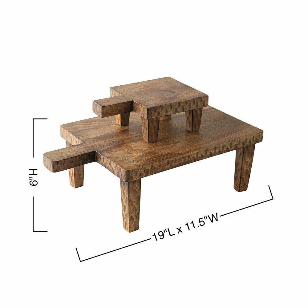 VivaStyle Serving Board, Wood Serving Board with Legs, Set of 2 | Plow & Hearth