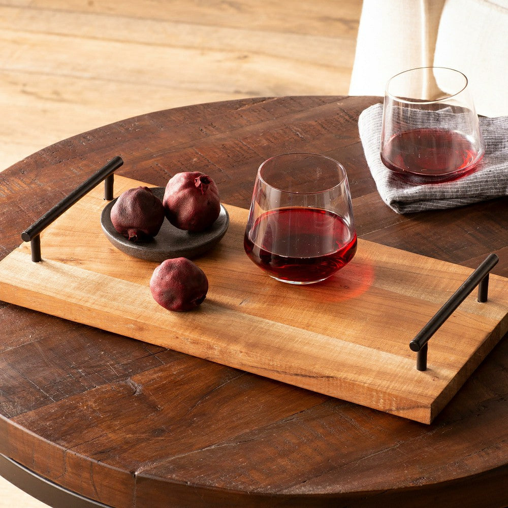 16" Rectangle Wood Serving Tray with Handles | Plow & Hearth