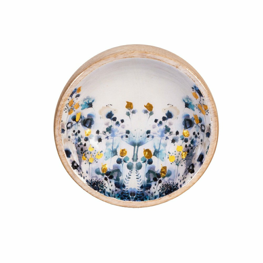 VivaStyle Gilded Meadow Wooden Tray with 3 Bowls, Set of 4 | Plow & Hearth
