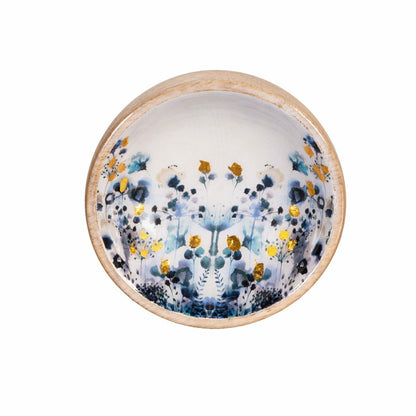 VivaStyle Gilded Meadow Wooden Tray with 3 Bowls, Set of 4 | Plow & Hearth