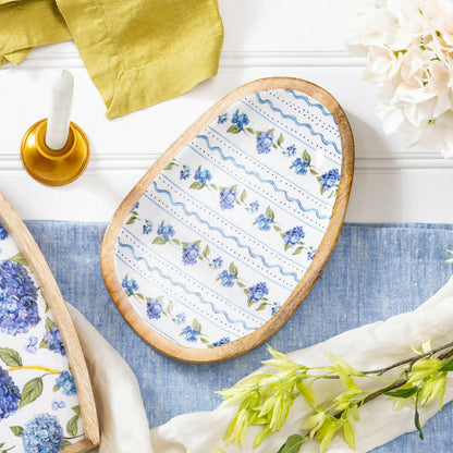 VivaStyle Serveware, Irregular Shaped Wood Serving Tray, Hydrangea, 12 | Plow & Hearth