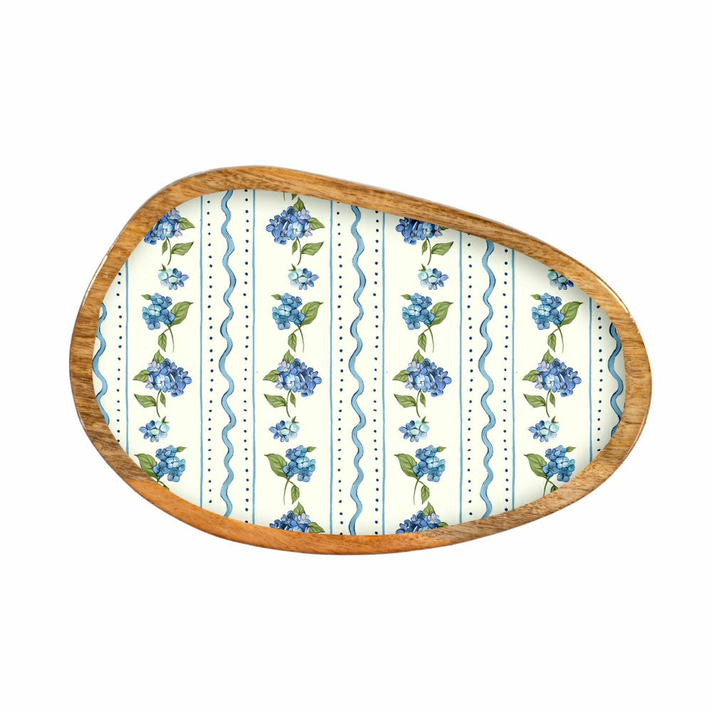 VivaStyle Serveware, Irregular Shaped Wood Serving Tray, Hydrangea, 12 | Plow & Hearth