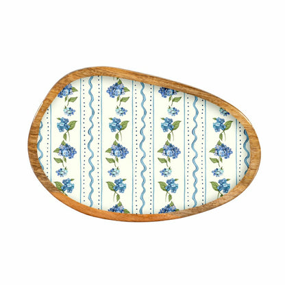 VivaStyle Serveware, Irregular Shaped Wood Serving Tray, Hydrangea, 12 | Plow & Hearth