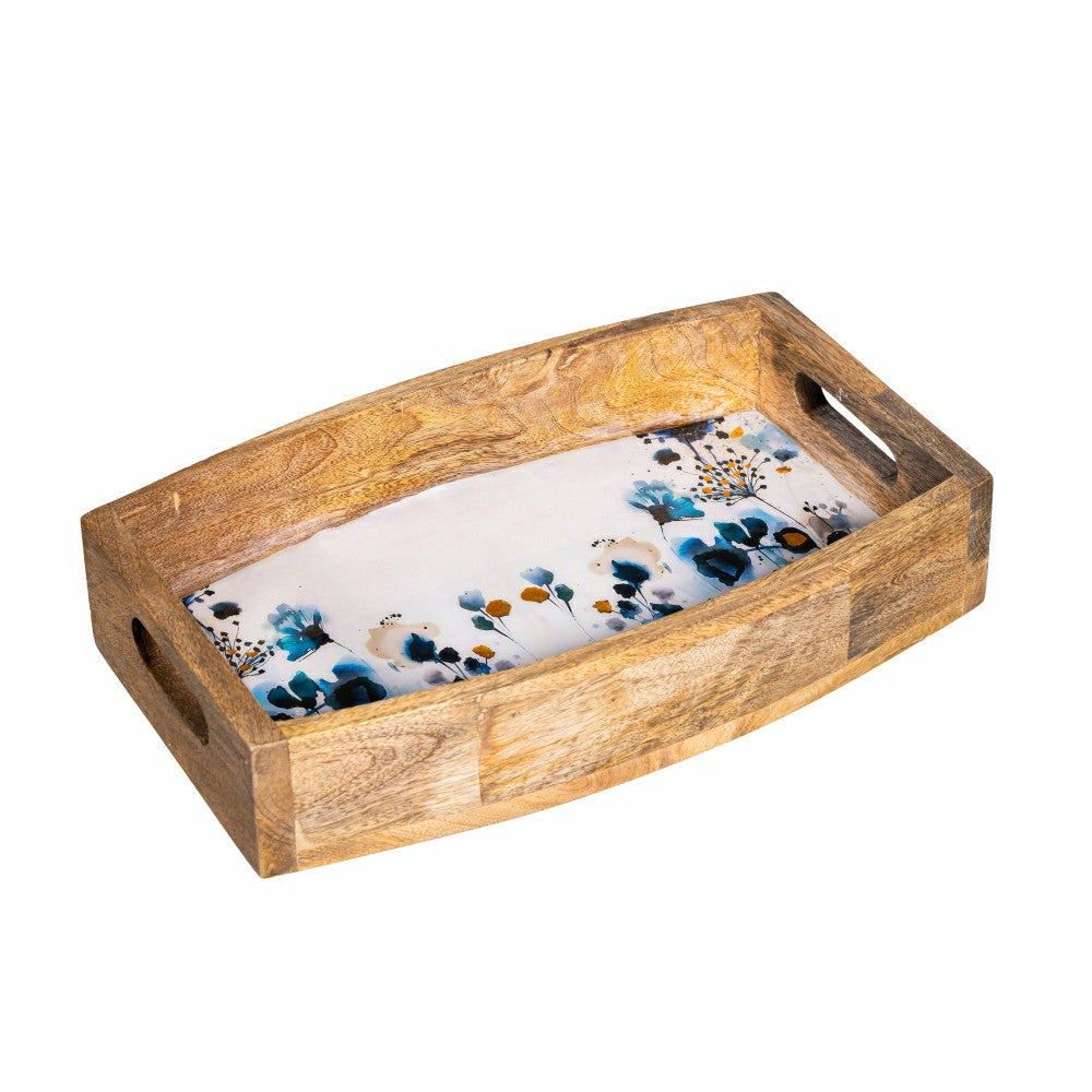 VivaStyle Gilded Meadow Serveware, Wood Serving Tray with Handles,15"L | Plow & Hearth