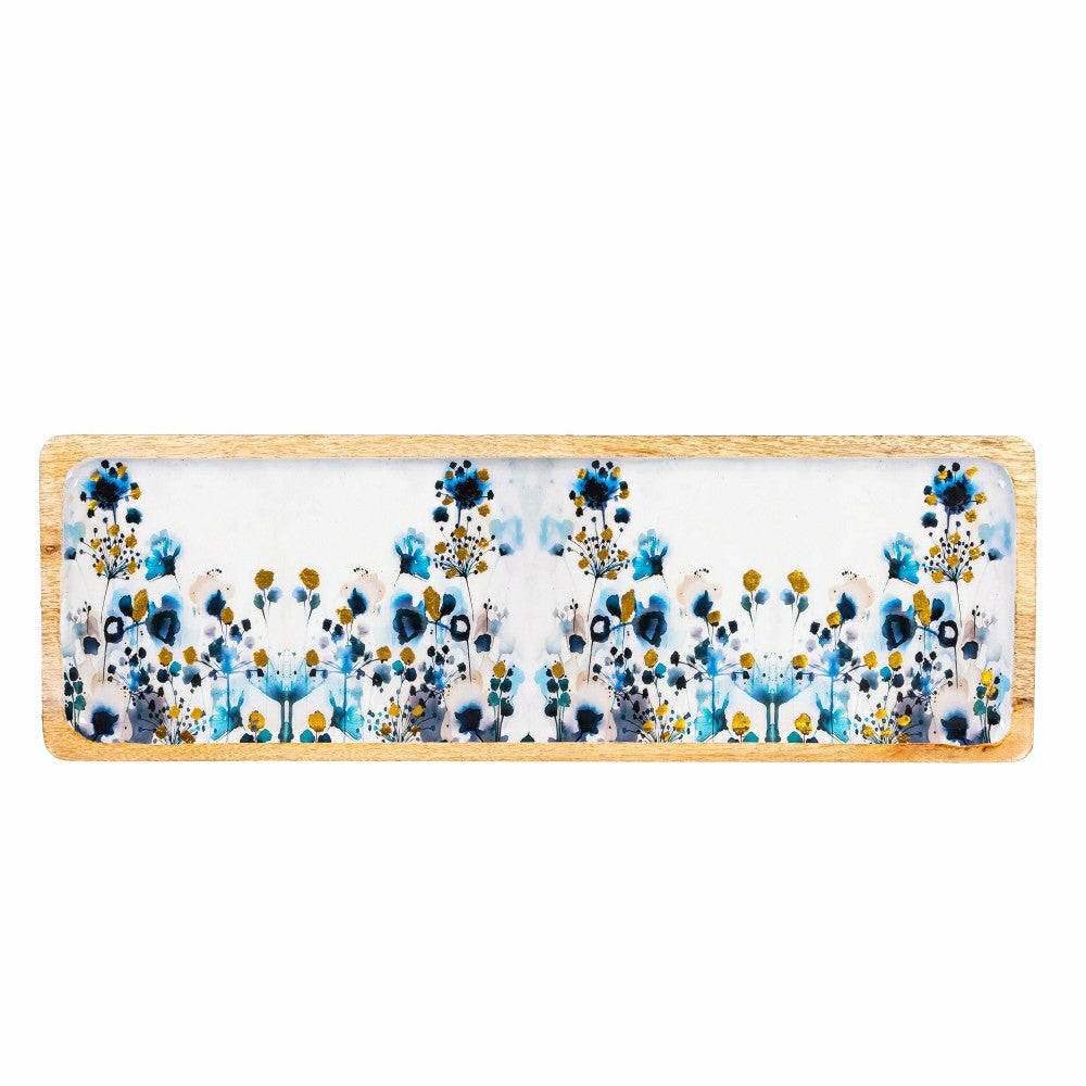 VivaStyle Gilded Meadow Serveware, Rectangular Wood Serving Tray, 18"L | Plow & Hearth