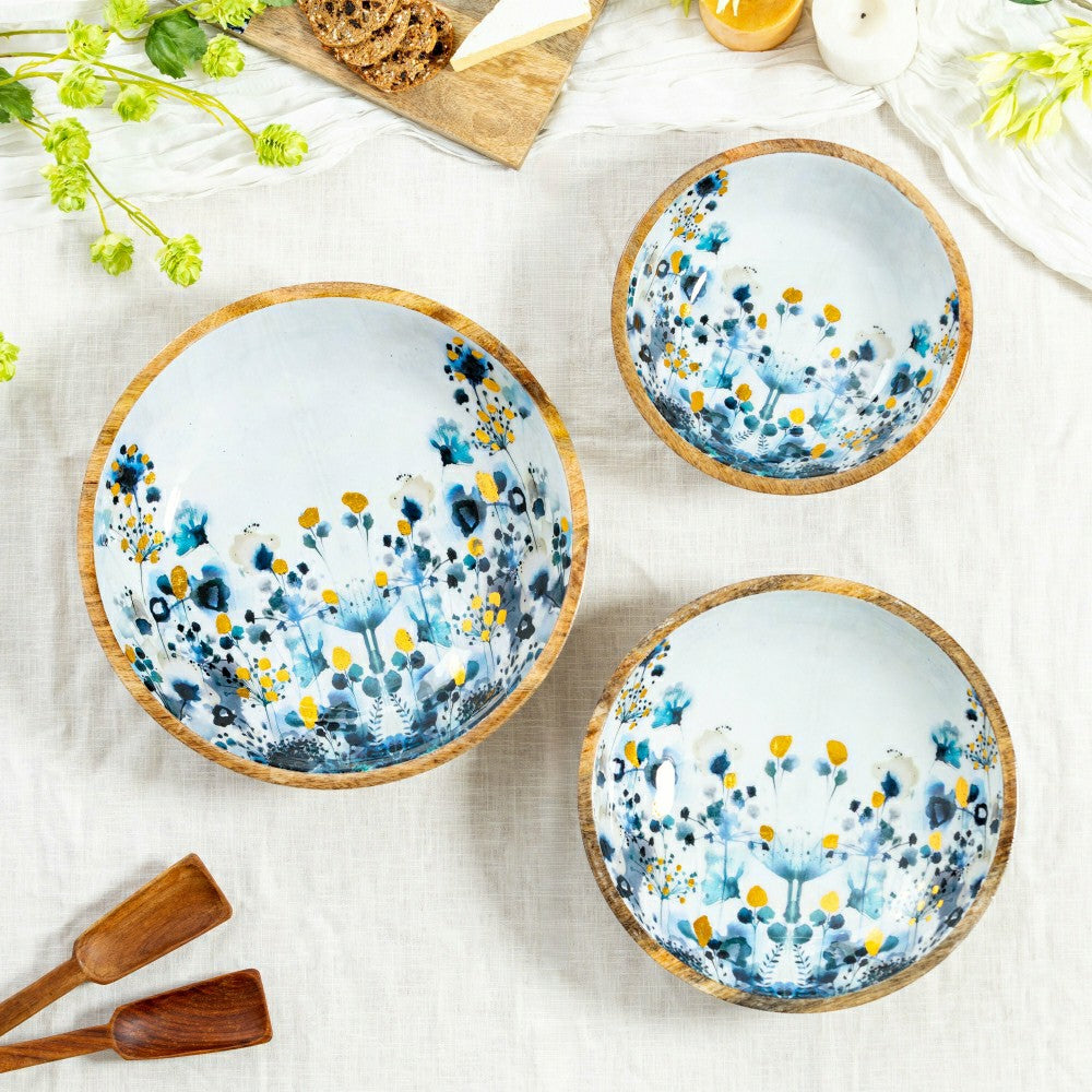 VivaStyle Gilded Meadow Bowl, Wood Bowl Set, Set of 3 | Plow & Hearth