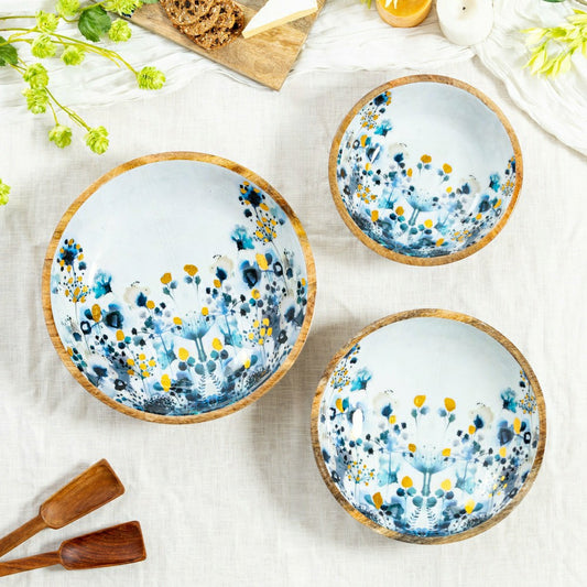 VivaStyle Gilded Meadow Bowl, Wood Bowl Set, Set of 3 | Plow & Hearth