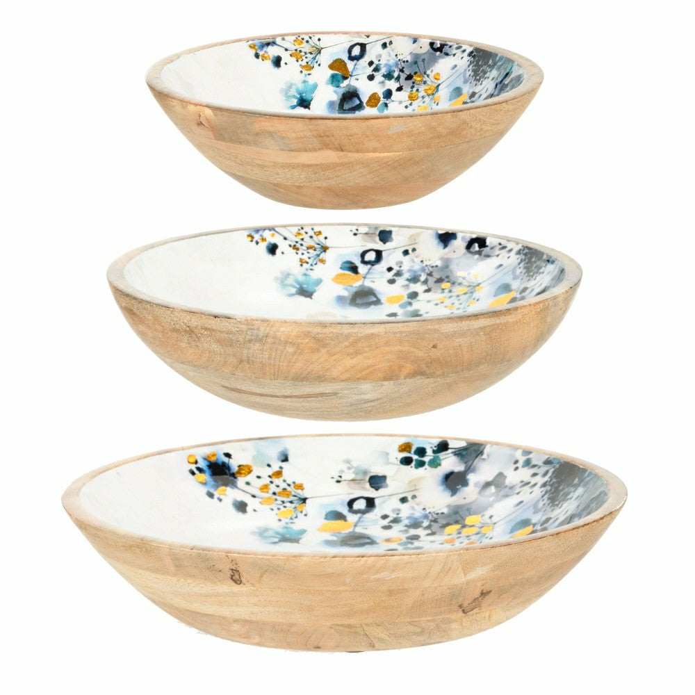 VivaStyle Gilded Meadow Bowl, Wood Bowl Set, Set of 3 | Plow & Hearth