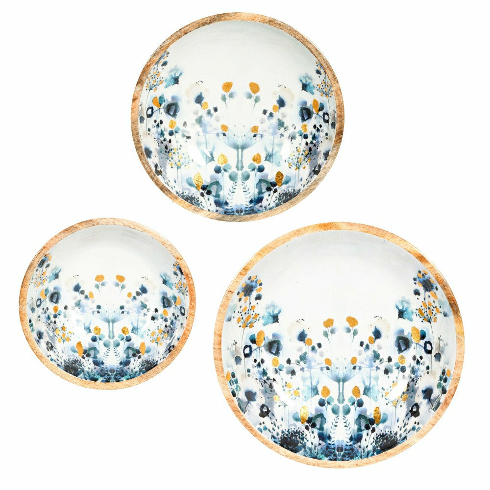 VivaStyle Gilded Meadow Bowl, Wood Bowl Set, Set of 3 | Plow & Hearth