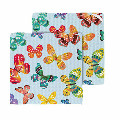 Butterfly Toile Quick Dry Dish Cloth, Set of 3, 10" x 10" | Plow & Hearth