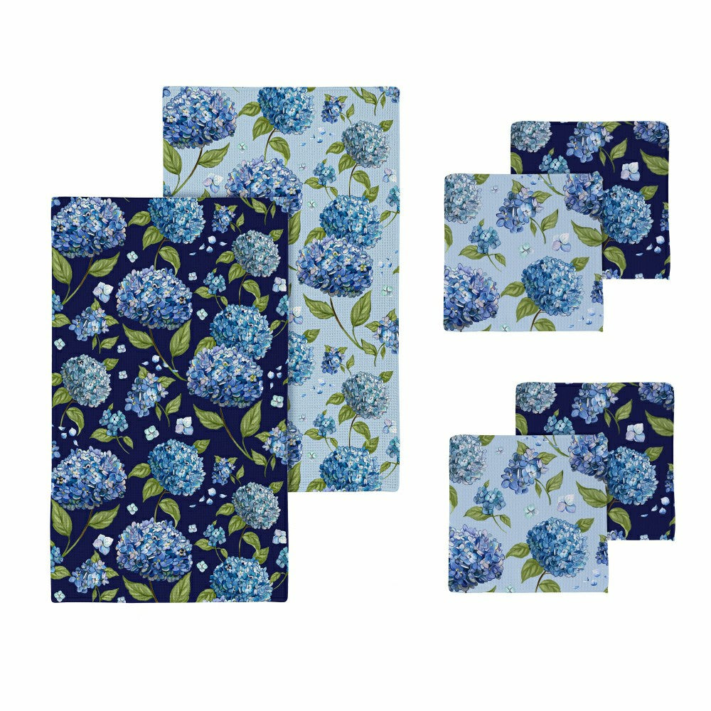 VivaStyle Kitchen Gift Set Quick Waffle Weave Double-Sided, Hydrangea Haven, Set of 3 | Plow & Hearth