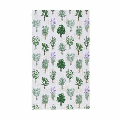 Cottage Garden Kitchen Towel Quick Dry Waffle Weave Double-Sided, Herb | Plow & Hearth