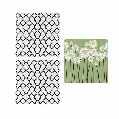 Daisy Scape Quick Dry Dish Cloth, Set of 3, 10" x 10" | Plow & Hearth
