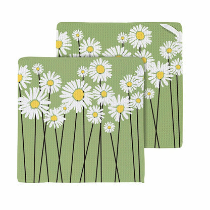 Daisy Scape Quick Dry Dish Cloth, Set of 3, 10" x 10" | Plow & Hearth