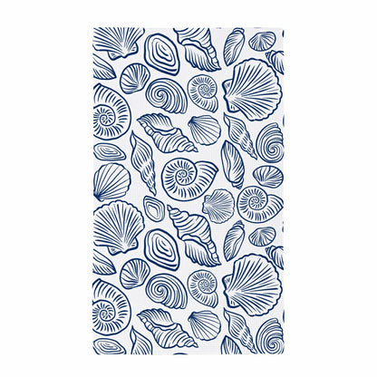 Blue Coastal Kitchen Towel Quick Dry Waffle Weave Double-Sided, Shells | Plow & Hearth