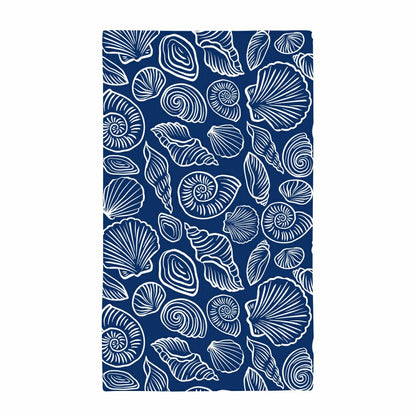 Blue Coastal Kitchen Towel Quick Dry Waffle Weave Double-Sided, Shells | Plow & Hearth