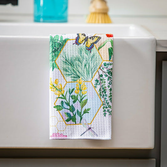 Cottage Garden Kitchen Towel Quick Dry Waffle Weave Double-Sided, Gard | Plow & Hearth