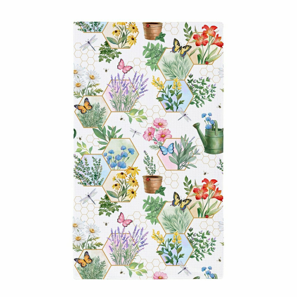 Cottage Garden Kitchen Towel Quick Dry Waffle Weave Double-Sided, Gard | Plow & Hearth