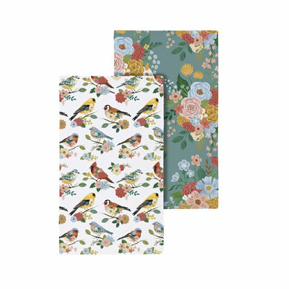 Cottage Garden Kitchen Towel Quick Dry Waffle Weave Double-Sided, Bird | Plow & Hearth
