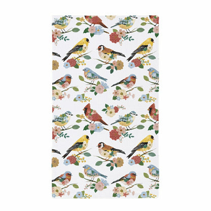 Cottage Garden Kitchen Towel Quick Dry Waffle Weave Double-Sided, Bird | Plow & Hearth