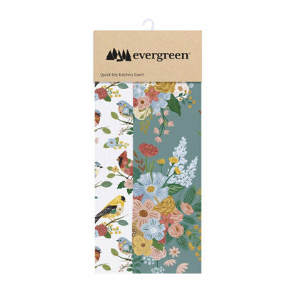 Cottage Garden Kitchen Towel Quick Dry Waffle Weave Double-Sided, Bird | Plow & Hearth