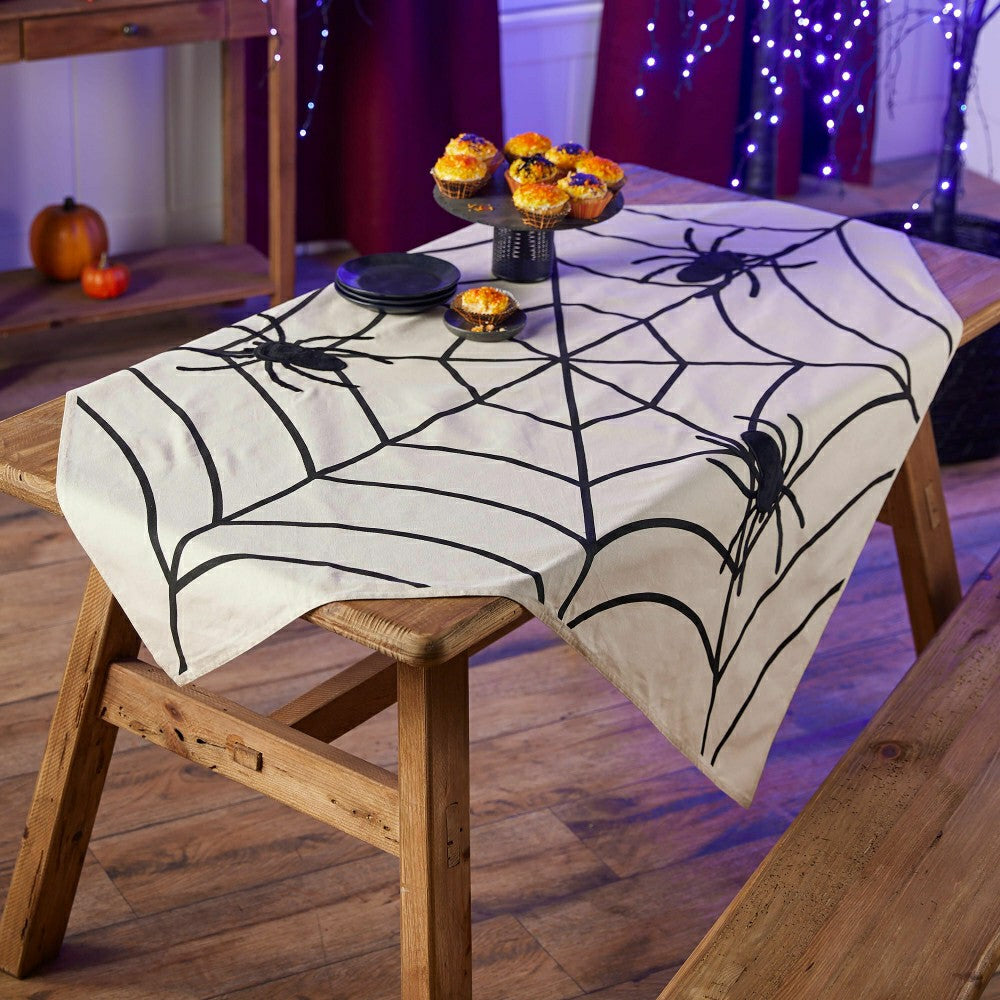 Halloween Spooky Spiderweb Table Throw | Plow & Hearth