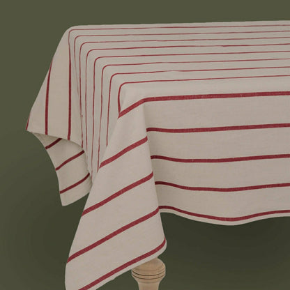 Red Stripe Linen Tablecloth | Plow & Hearth