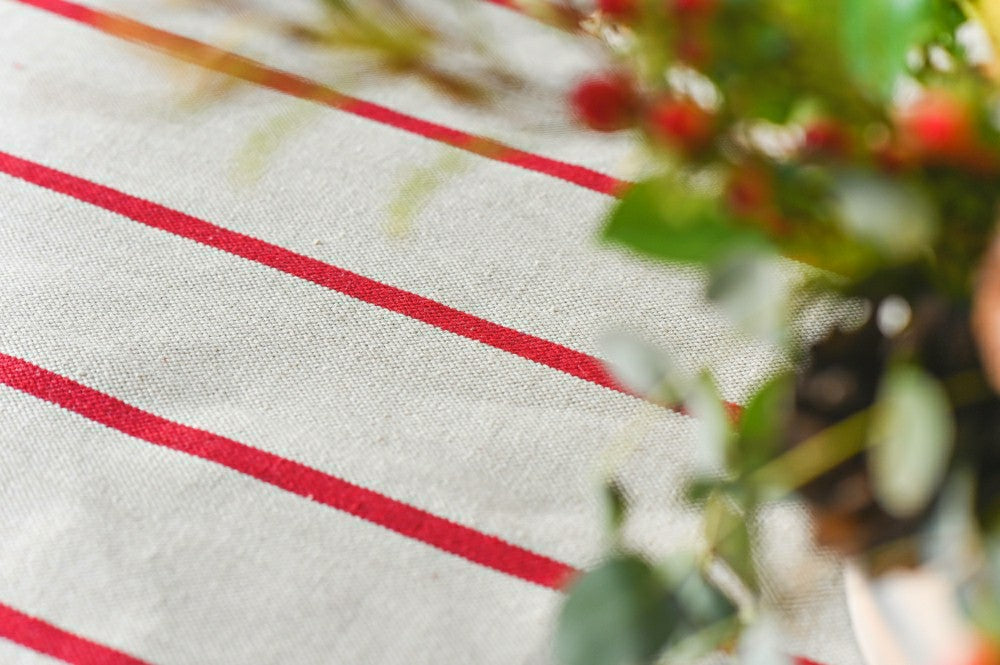 Red Stripe Linen Tablecloth | Plow & Hearth