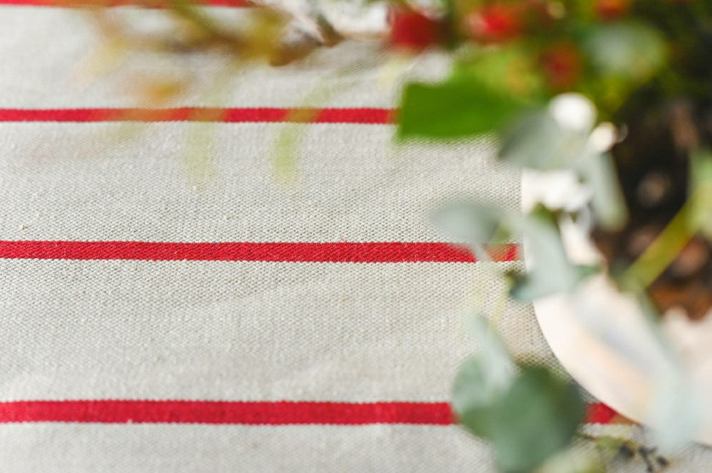 Red Stripe Linen Tablecloth | Plow & Hearth