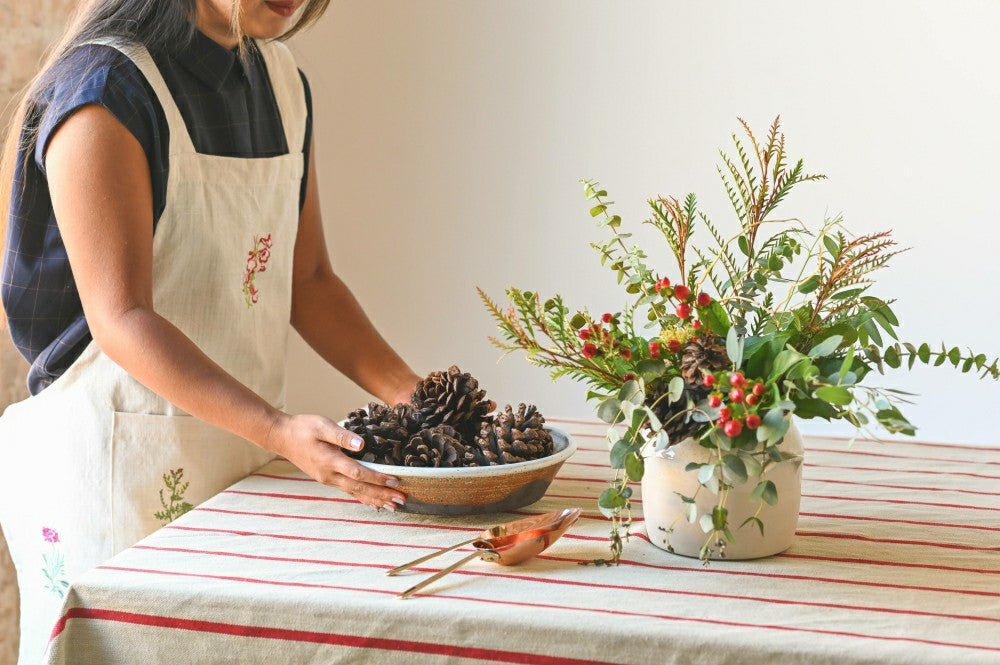 Red Stripe Linen Tablecloth | Plow & Hearth