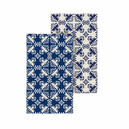 Blue Coastal Kitchen Towel Quick Dry Waffle Weave Double-Sided, Clay B | Plow & Hearth