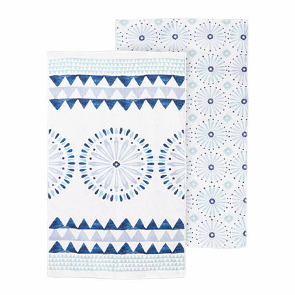 Blue Coastal Kitchen Towel Quick Dry Waffle Weave, Double-Sided, Shibo | Plow & Hearth