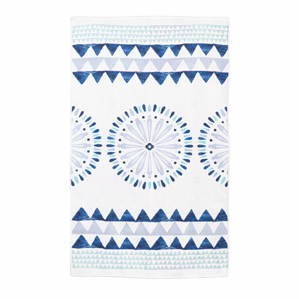 Blue Coastal Kitchen Towel Quick Dry Waffle Weave, Double-Sided, Shibo | Plow & Hearth