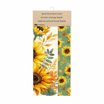 Harvest Blossom Sunflower Quick Dry Kitchen Towel, 18" x 30" | Plow & Hearth