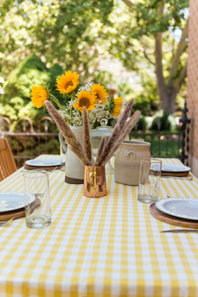 Yellow Ruffled Gingham Tablecloth | Plow & Hearth