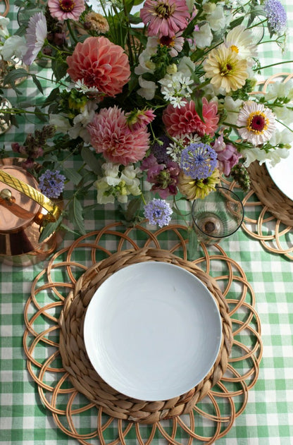 Moss Ruffled Gingham Tablecloth | Plow & Hearth