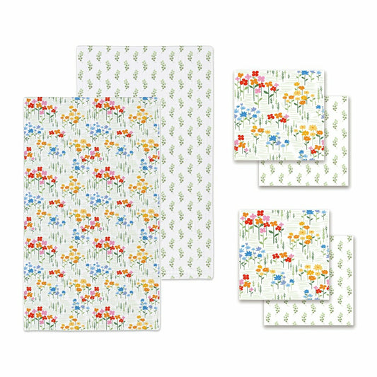 What She Shed Kitchen Gift Set Quick Waffle Weave Double-Sided, Sprinklin' Blossoms, Set of 3 | Plow & Hearth