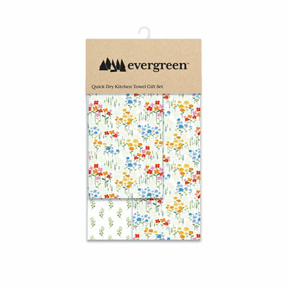What She Shed Kitchen Gift Set Quick Waffle Weave Double-Sided, Sprinklin' Blossoms, Set of 3 | Plow & Hearth