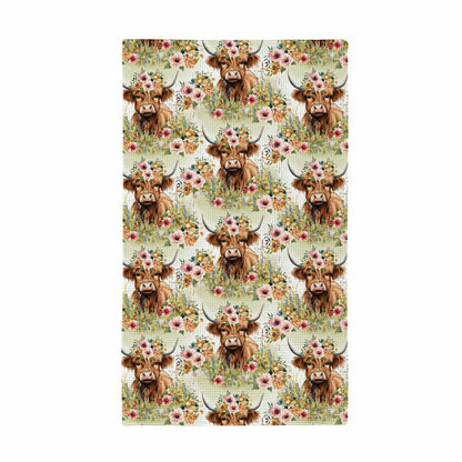 Petal & Plow Kitchen Gift Set Quick Dry Waffle Weave Double-Sided, Farm Highland Cow, Set of 3 | Plow & Hearth