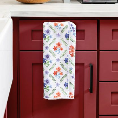 Red, White, & Bloom Kitchen Towel Quick Dry Waffle Weave Double-Sided, | Plow & Hearth