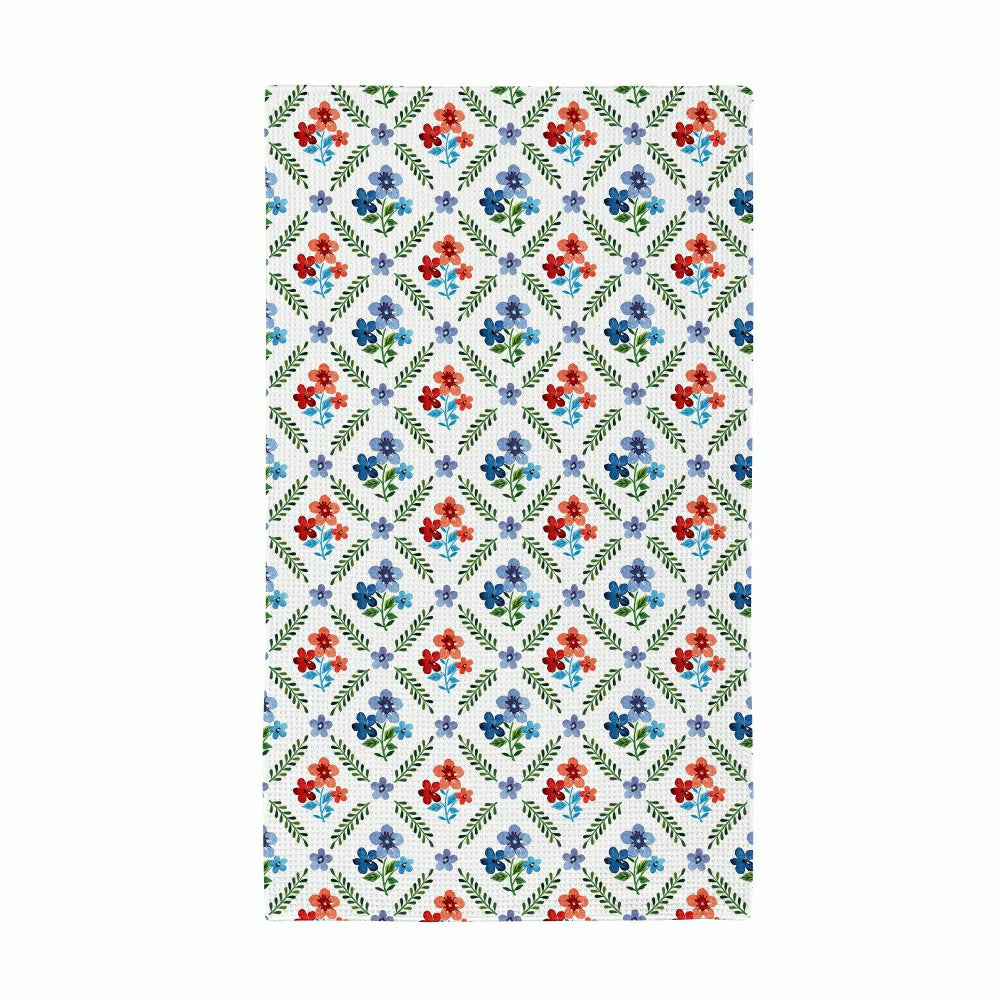 Red, White, & Bloom Kitchen Towel Quick Dry Waffle Weave Double-Sided, | Plow & Hearth
