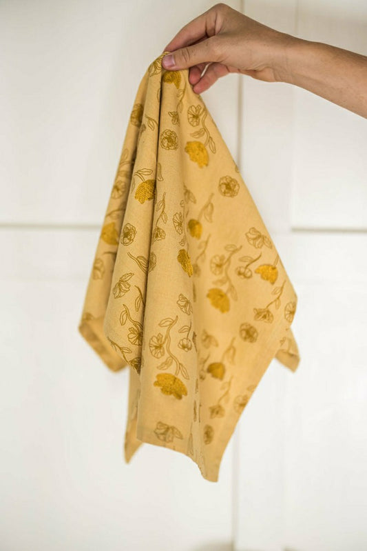 Yellow Poppy Embroidered Dish Towel | Plow & Hearth