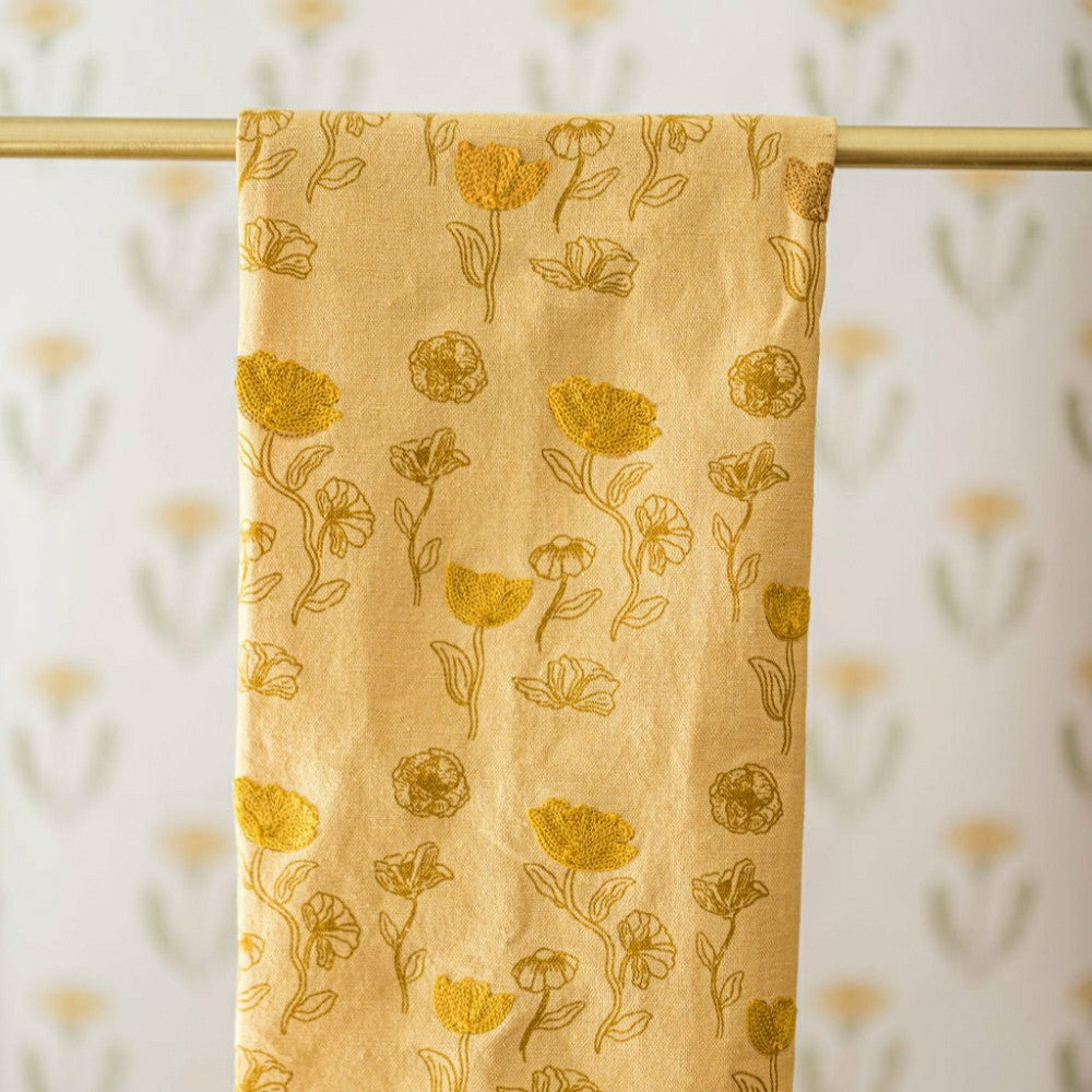 Yellow Poppy Embroidered Dish Towel | Plow & Hearth