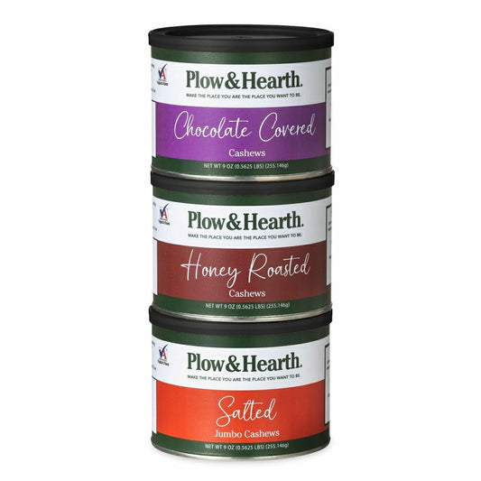 Cashew Tower Gift Set: Salted, Honey Toasted & Chocolate Covered Cashews | Plow & Hearth